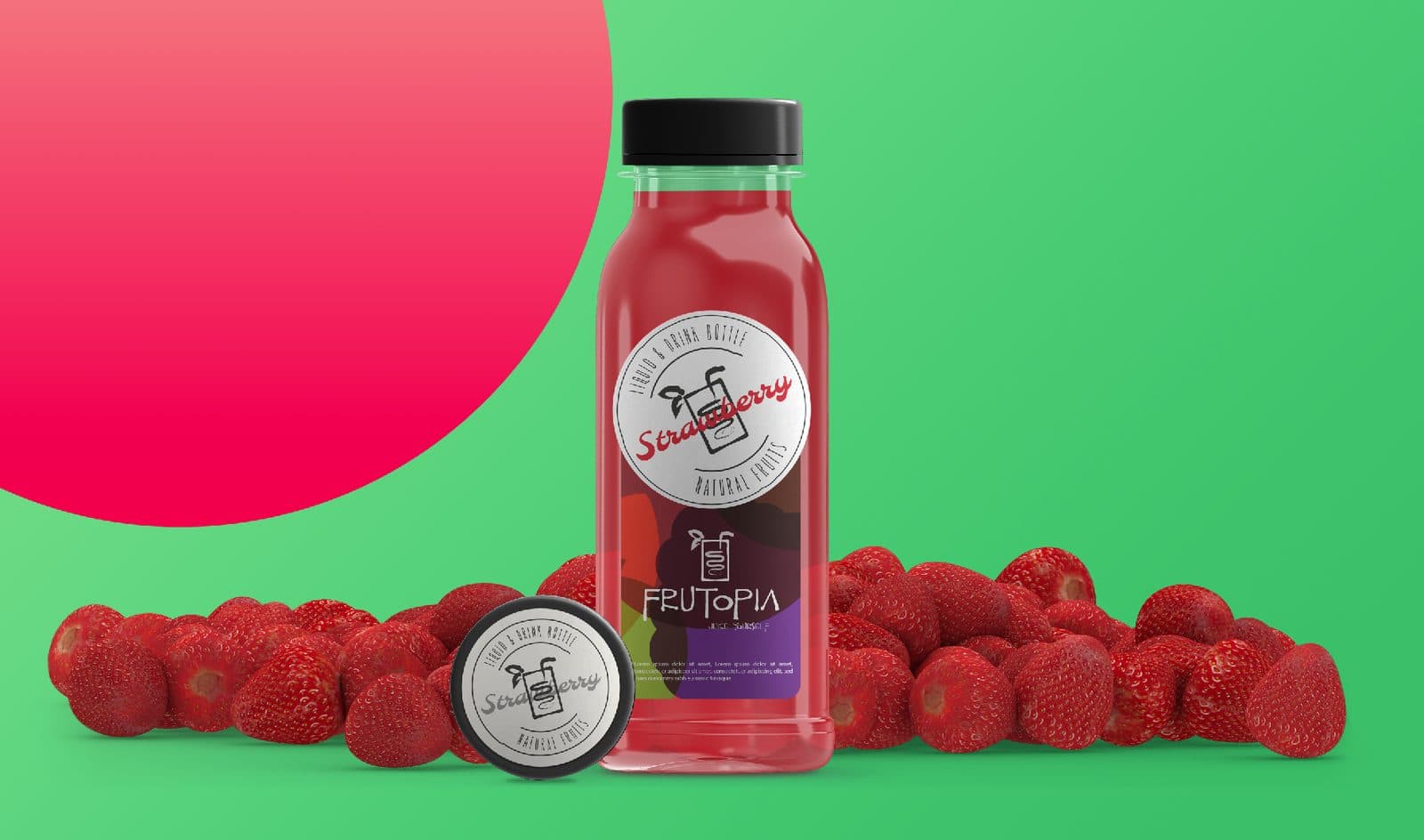 Botella de jugo Frutopia con fresas