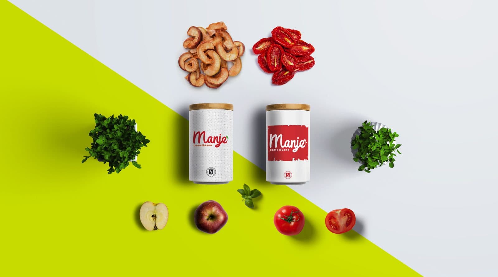 Manje jars with ingredients