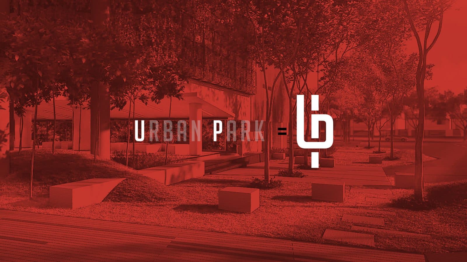 Urban Park identity over a red photograph