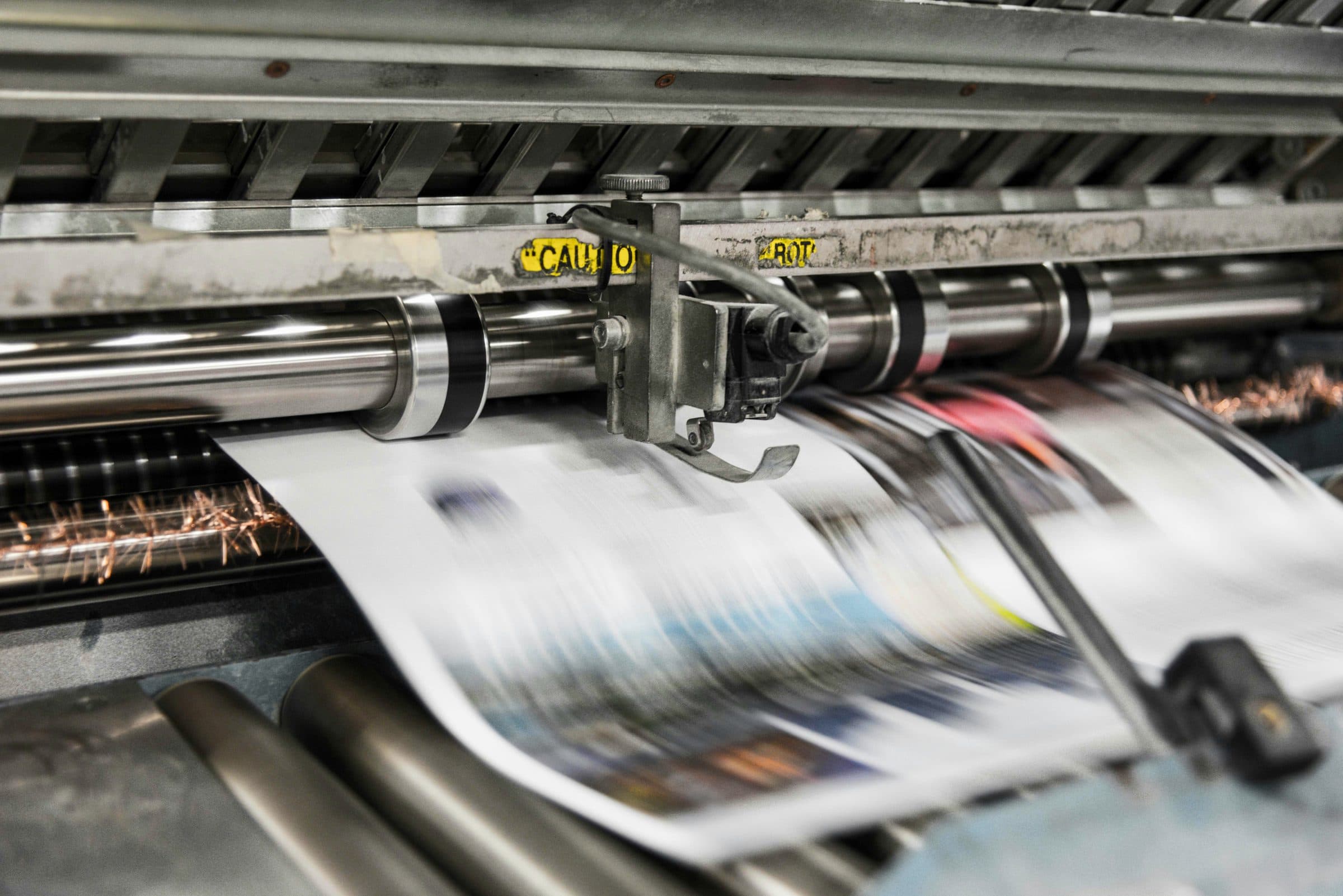 Printing press running at full speed